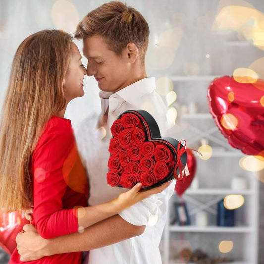 Elegant Heart-Shaped Box with Preserved Pink Roses – Lasts Years 16 Roses Red