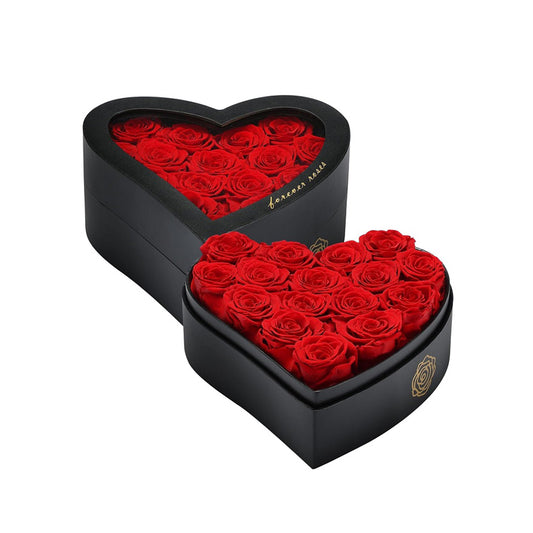 Elegant Heart-Shaped Box with Preserved Pink Roses – Lasts Years 16 Roses Red