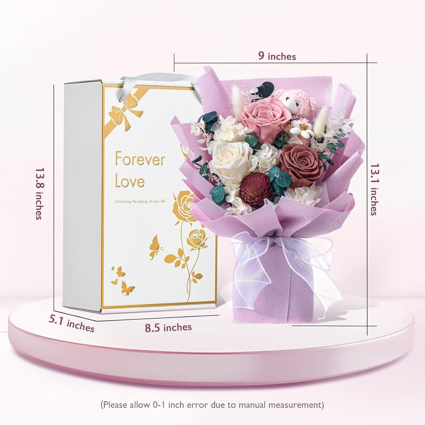 Long-Lasting Preserved Flower Bouquet – Romantic Gift for Her Purple