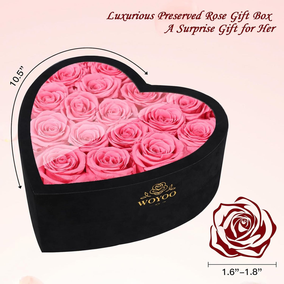 Eternal Preserved Roses Luxury Gift for Her 16 Roses Pink