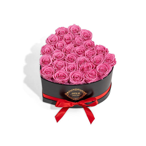 Heart-Shaped Preserved Roses Eternal Love Gift 27 premium roses Pink