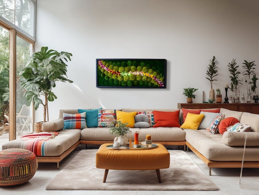 Modern Framed Preserved Moss & Flower Art 59”*19”